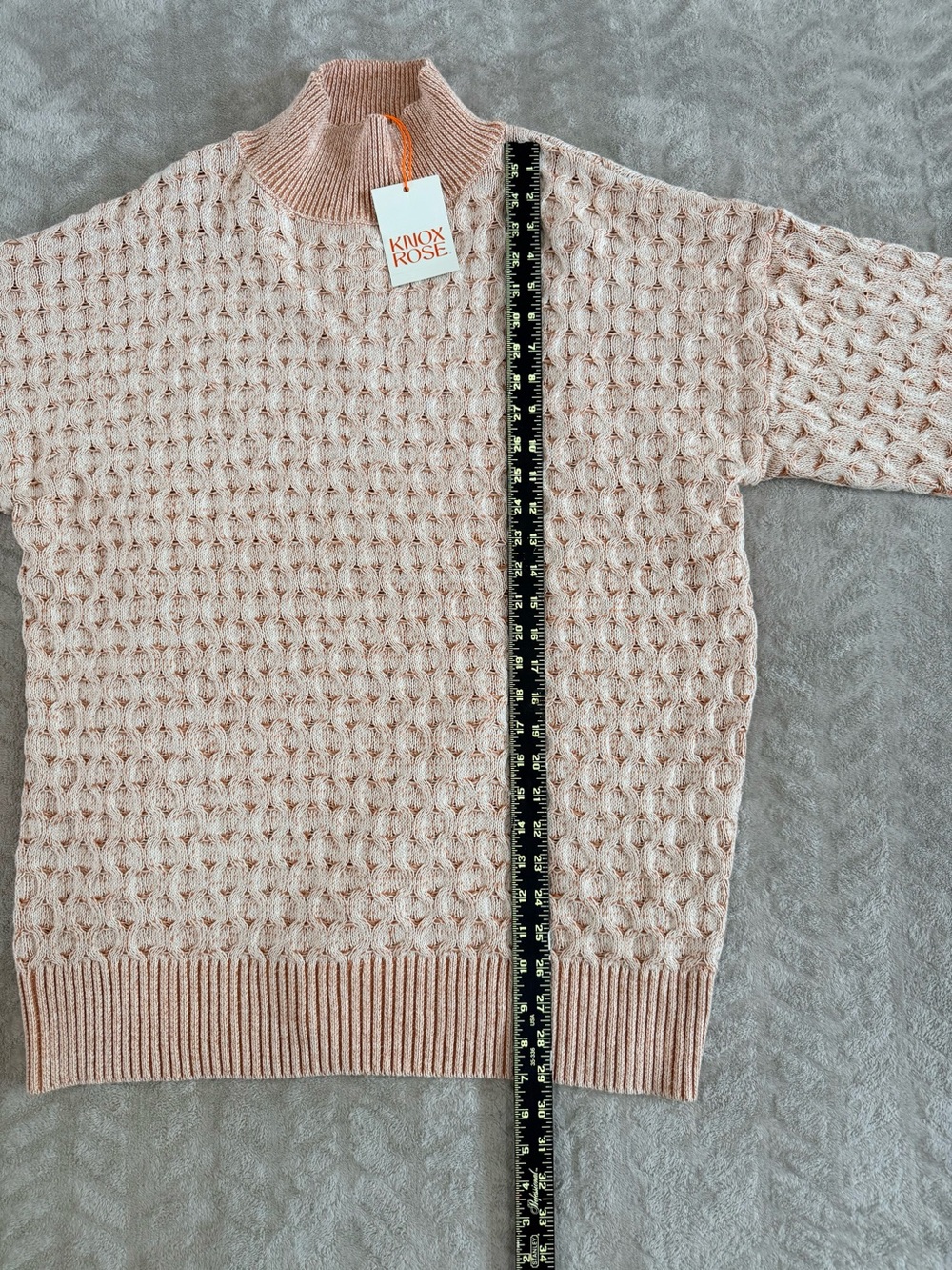 Knox Rose NWT Chunky Honeycomb Knit‎ Mock-Neck Oversized Cozy Minimalist Sweater - Picture 2 of 7